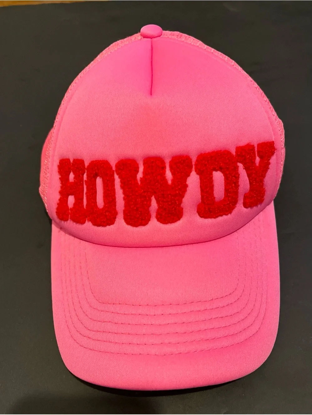 Iscrean  Hot Pink 'HOWDY' Mesh Trucker Hat adjustable hat
